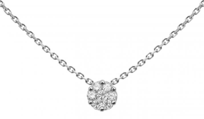 Chain necklace with 0.1ct diamonds in white gold cluster style setting - Redline - 0++