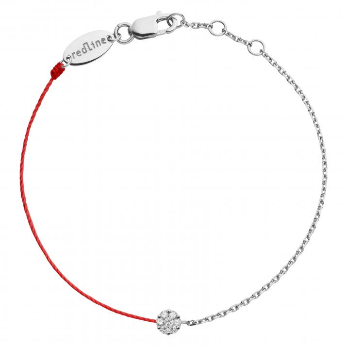 String and chain bracelet with 0.05ct diamonds in white gold cluster style setting - Redline - 0++