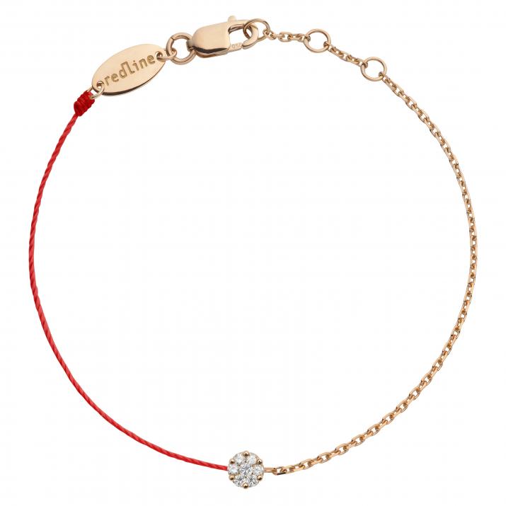 Ankle Bracelet with 0.05ct Round Diamond in Rose Gold Cluster Setting - Redline
