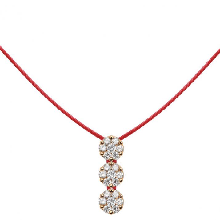 String necklace with 0.15ct diamonds in rose gold cluster style setting - Redline - 0++