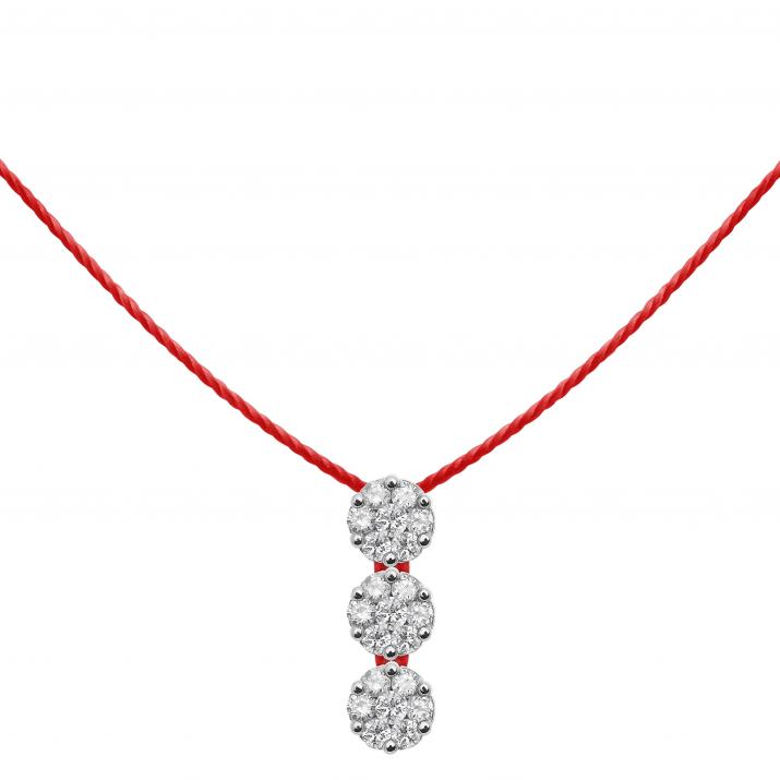 String necklace with 0.15ct diamonds in white gold cluster style setting - Redline - 0++