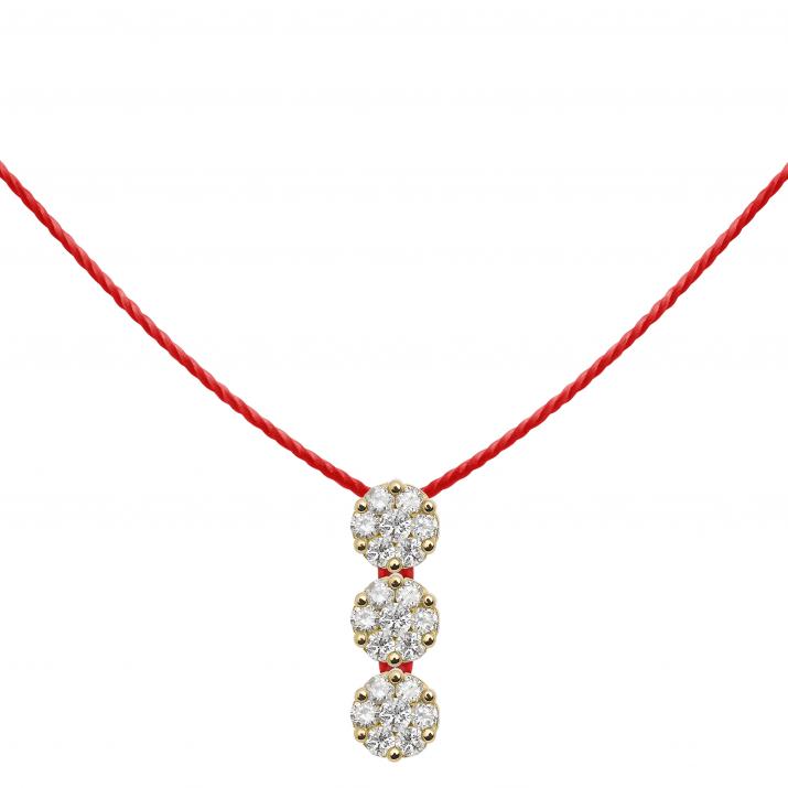 String necklace with 0.15ct diamonds in yellow gold cluster style setting - Redline - 0++
