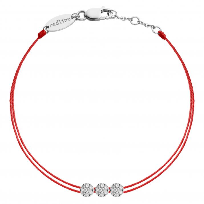 String bracelet with 0.15ct diamonds in white gold cluster style setting - Redline - 0++