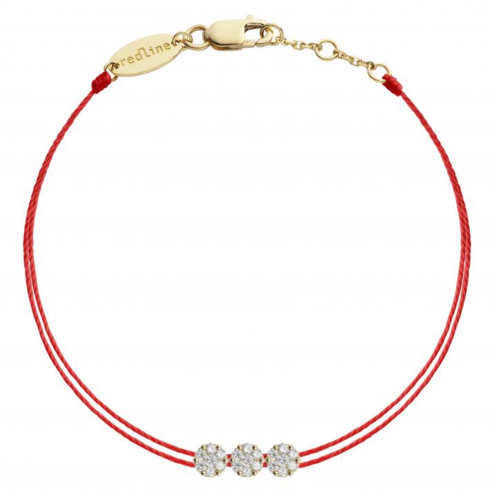 String bracelet with 0.15ct diamonds in yellow gold cluster style setting - Redline - 0++