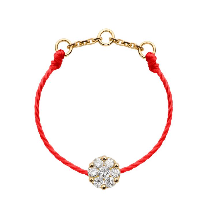 String Ring with 0.05ct Round Diamond in Yellow Gold Cluster Setting - Redline - 0++