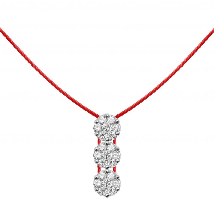 String necklace with 0.3ct diamonds in white gold cluster style setting - Redline - 0++