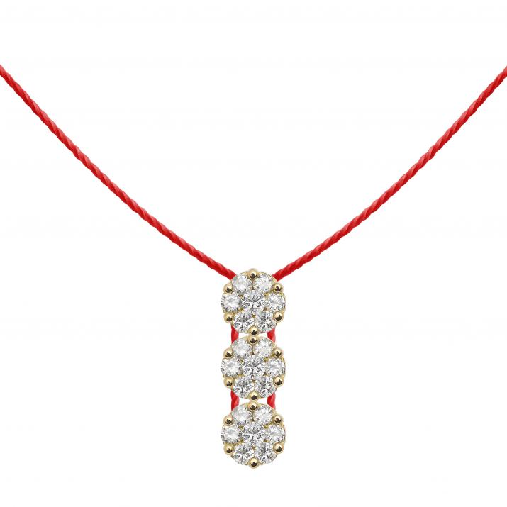 String necklace with 0.3ct diamonds in yellow gold cluster style setting - Redline - 0++