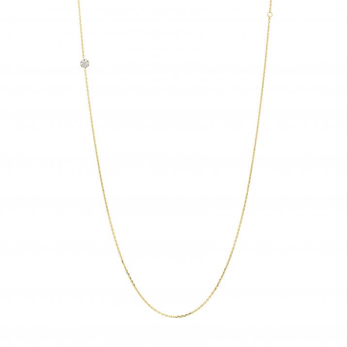 String and chain long necklace with 0.05ct diamonds set in yellow gold cluster style setting - Redline - 0++