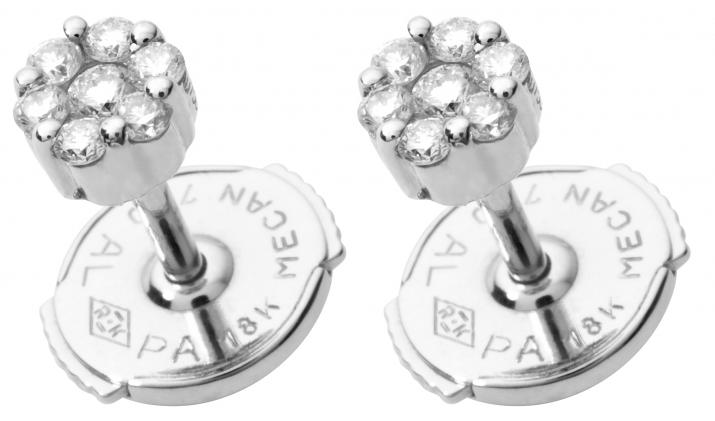 Earrings wtih 0.05ct diamonds in white gold cluster style setting - Redline - 0++