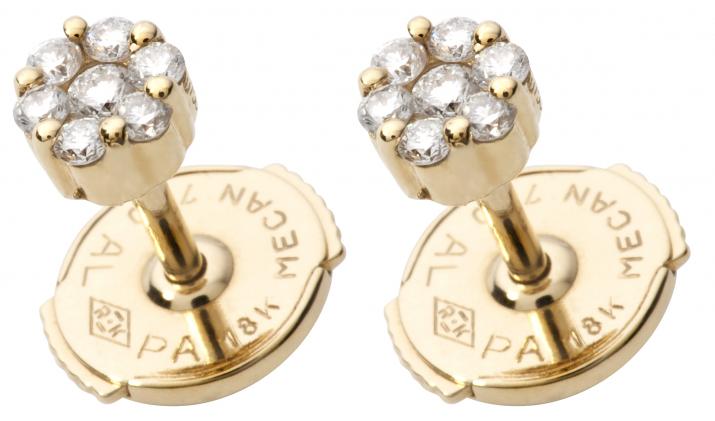Earrings wtih 0.05ct diamonds in yellow gold cluster style setting - Redline - 0++