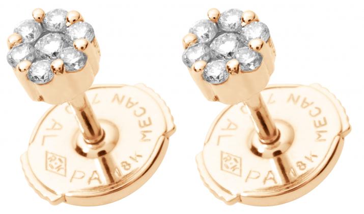 Earrings wtih 0.05ct diamonds in rose gold cluster style setting - Redline - 0++