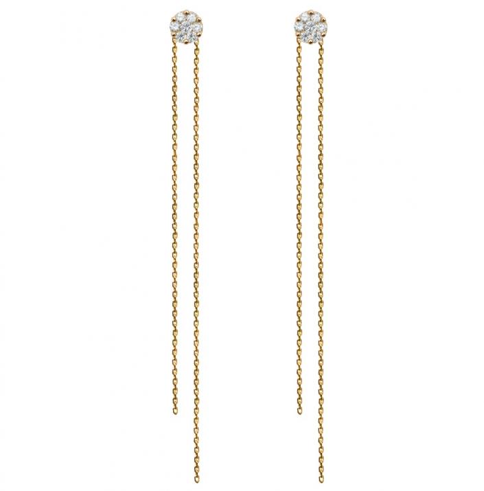 Earrings wtih 0.1ct diamonds in yellow gold cluster style setting - Redline - 0++