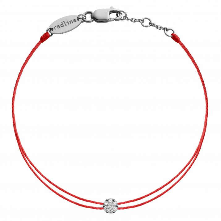 Twin Strings Bracelet For Women with 0.05ct Round Diamond in Black Gold Cluster Setting - Redline - 0++