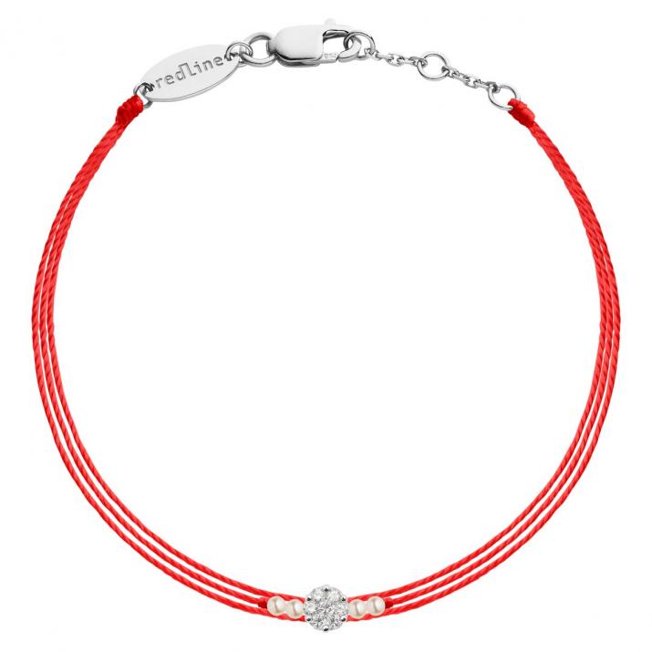 Multistring Bracelet For Women with 0.05ct Round Diamond in White Gold Cluster Setting - Redline