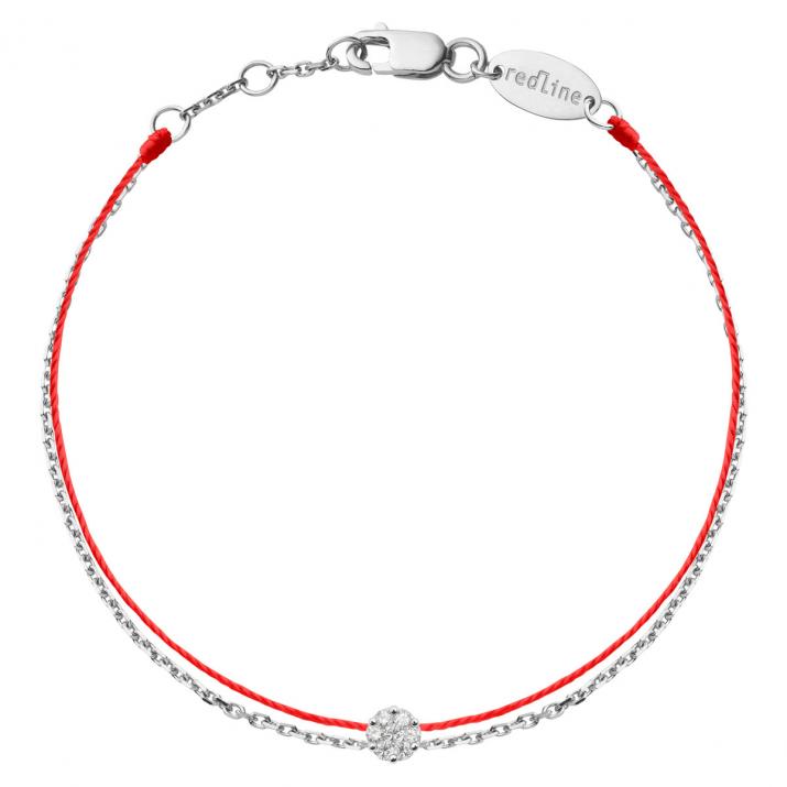 String Bracelet For Women with 0.05ct Round Diamond in White Gold Cluster Setting - Redline - 0++