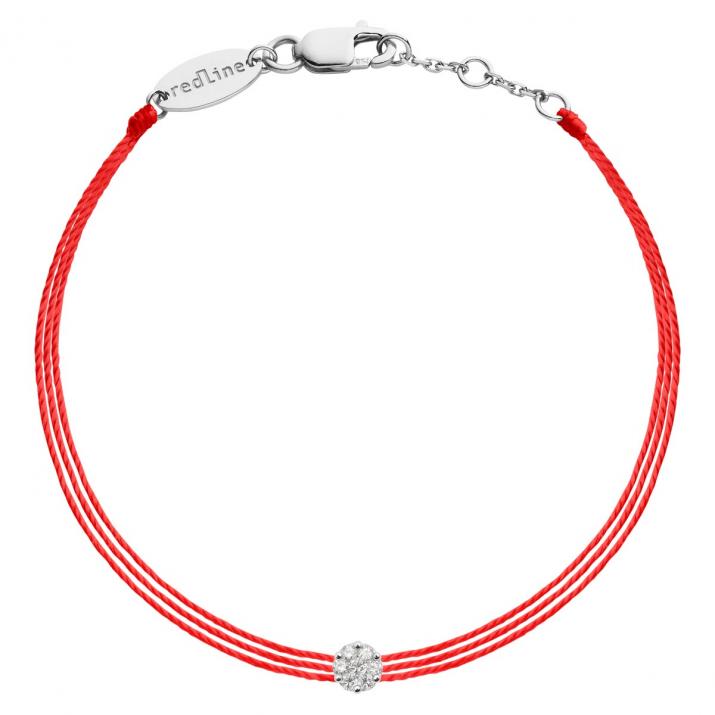 Mutli string bracelet with 0.05ct diamonds in white gold cluster style setting - Redline - 0++