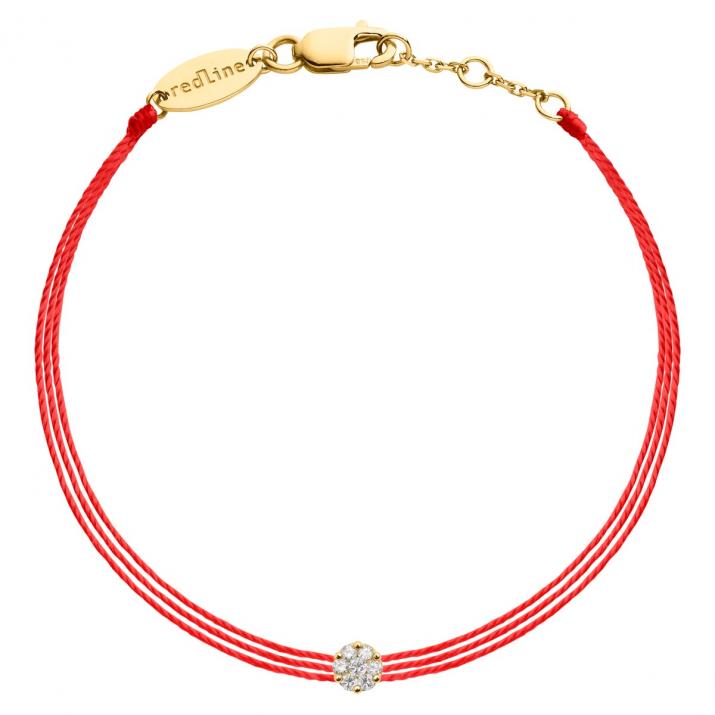 Mutli string bracelet with 0.05ct diamonds in yellow gold cluster style setting - Redline - 0++