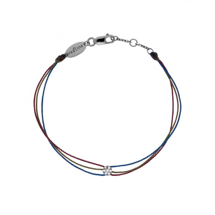 Mutli string bracelet with 0.05ct diamonds in black gold cluster style setting - Redline - 0++