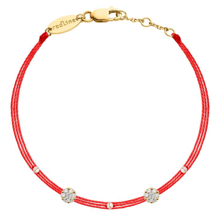 Multistring Bracelet For Women with 0.10ct Round Diamond in Yellow Gold Cluster Setting - Redline