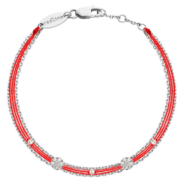 Multistring Bracelet For Women with 0.10ct Round Diamond in White Gold Cluster Setting - Redline