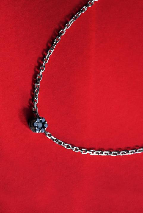 Chain bracelet with 0.05ct black diamonds in black gold cluster style setting - Redline - 0++