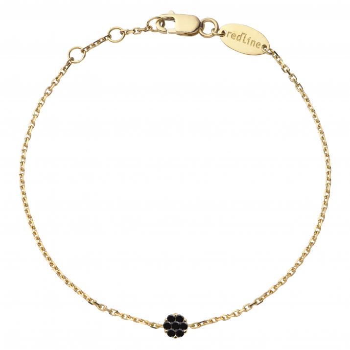 Chain bracelet with 0.05ct black diamonds in yellow gold cluster style setting - Redline - 0++