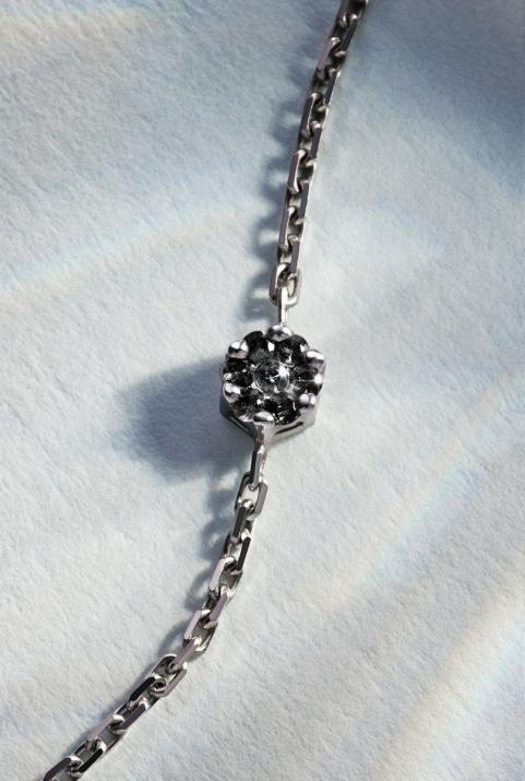 Chain bracelet with 0.05ct black diamonds in black gold cluster style setting - Redline - 0++