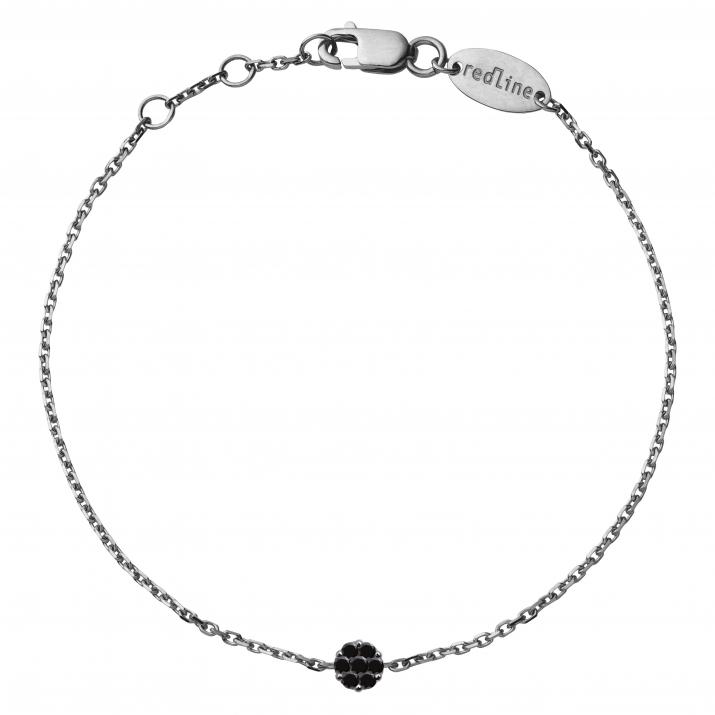 Chain bracelet with 0.05ct black diamonds in black gold cluster style setting - Redline - 0++