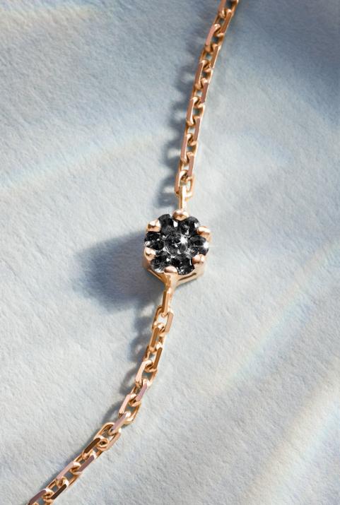 Chain bracelet with 0.05ct black diamonds in rose gold cluster style setting - Redline - 0++