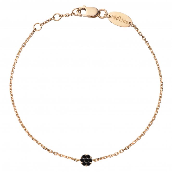 Chain bracelet with 0.05ct black diamonds in rose gold cluster style setting - Redline - 0++