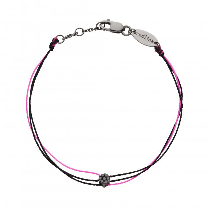 Multi string bracelet with 0.05ct black diamonds in black gold cluster style setting - Redline - 0++