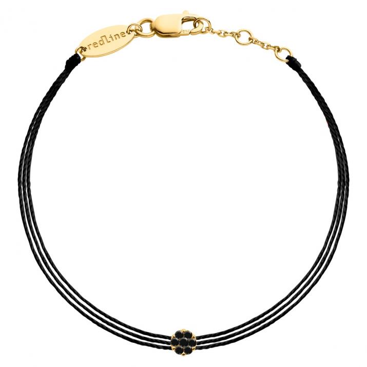 Multistring Bracelet For Men with 0.05ct Round Black Diamond in Yellow Gold Cluster Setting - Redline