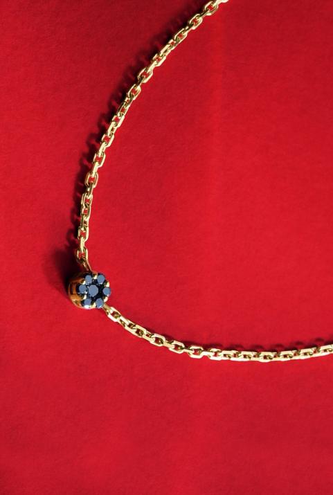 Chain bracelet with 0.05ct black diamonds in yellow gold cluster style setting - Redline - 0++