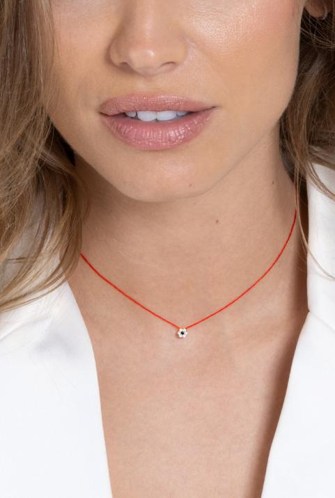 String necklace with white diamonds and a black diamond in rose gold cluster style setting - Redline - 0++