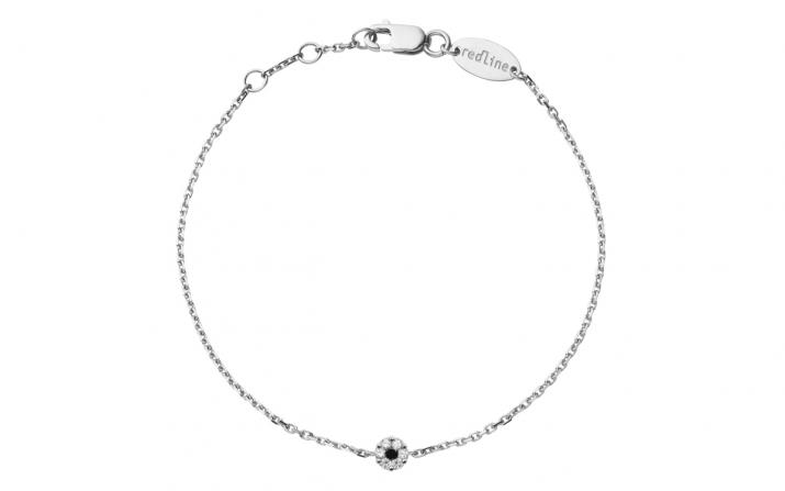 Chain bracelet with white diamonds and a black diamond in white gold cluster style setting - Redline - 0++