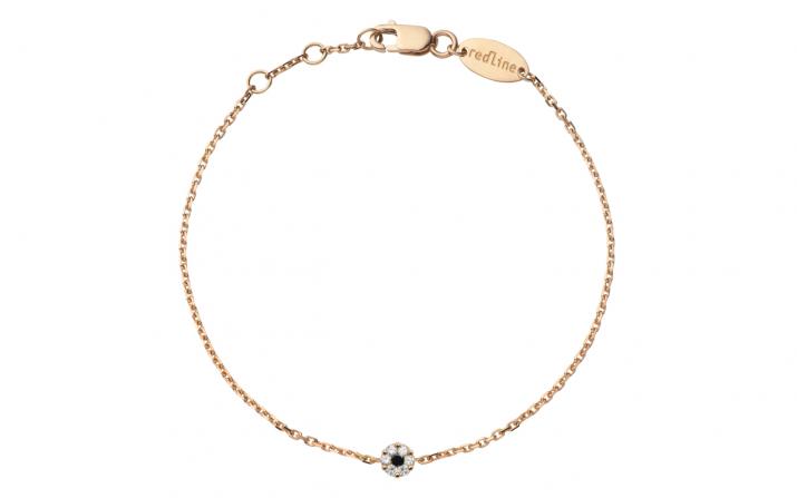 Chain bracelet with white diamonds and a black diamond in rose gold cluster style setting - Redline - 0++