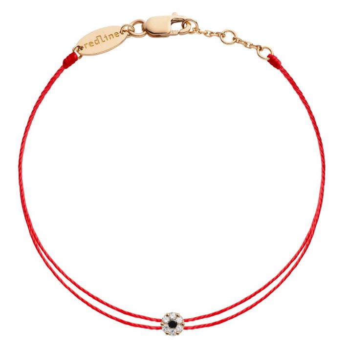 Twin Strings Bracelet For Women with 0.06ct Round Black Diamond in Rose Gold Cluster Setting - Redline - 0++