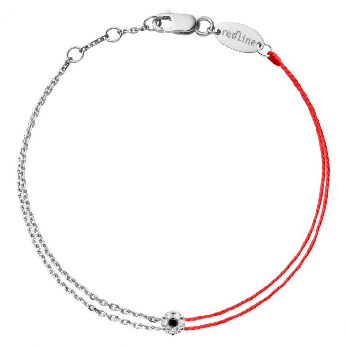 String-Chain Bracelet For Women with 0.06ct Round Diamond in White Gold Cluster Setting - Redline - 0++