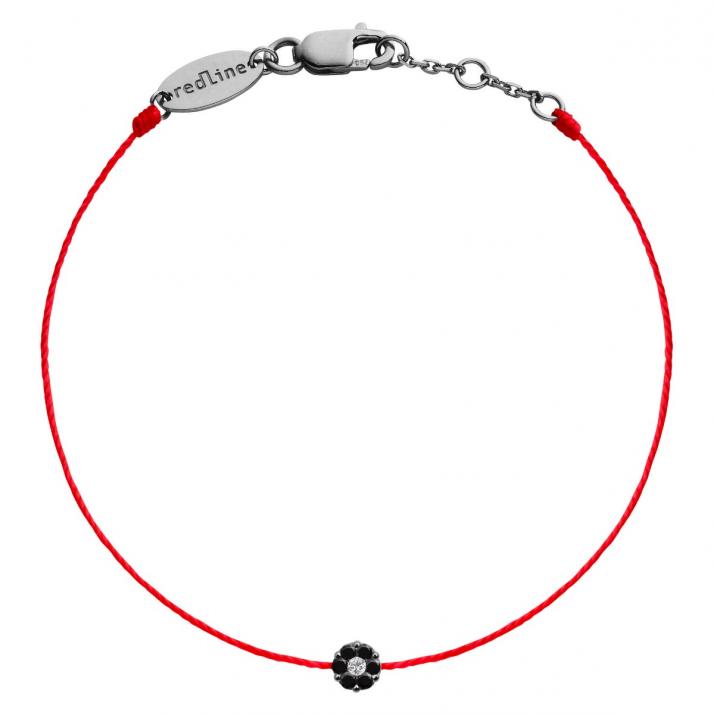 String bracelet with black diamonds and a white diamond in black gold cluster style setting - Redline
