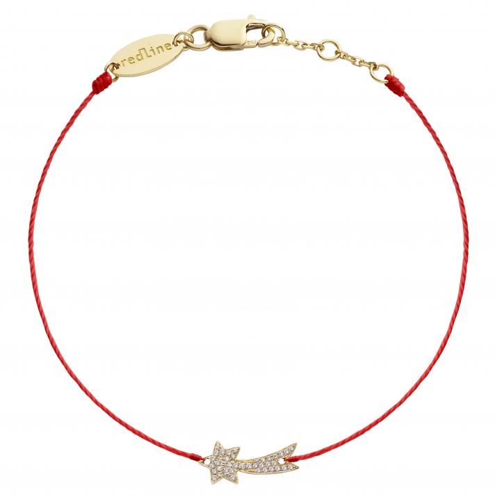 String bracelet with diamond-paved shooting star in yellow gold - Redline