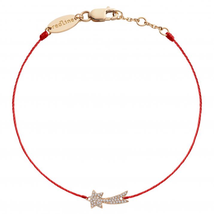 String bracelet with diamond-paved shooting star in rose gold - Redline