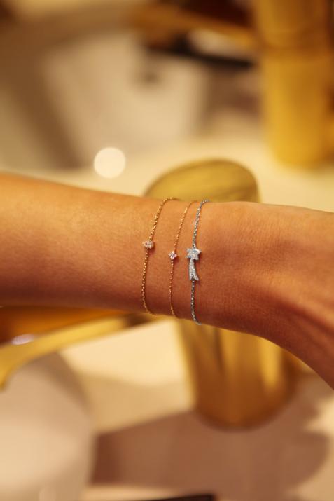 White gold chain bracelet with diamond-paved shooting star - Redline - 0++