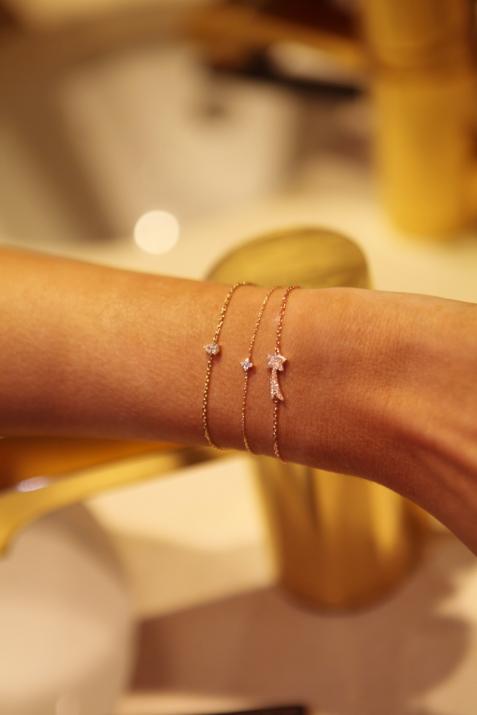 Rose gold chain bracelet with diamond-paved shooting star - Redline - 0++