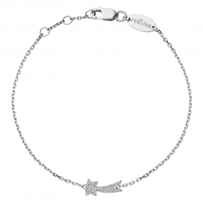 White gold chain bracelet with diamond-paved shooting star - Redline - 0++