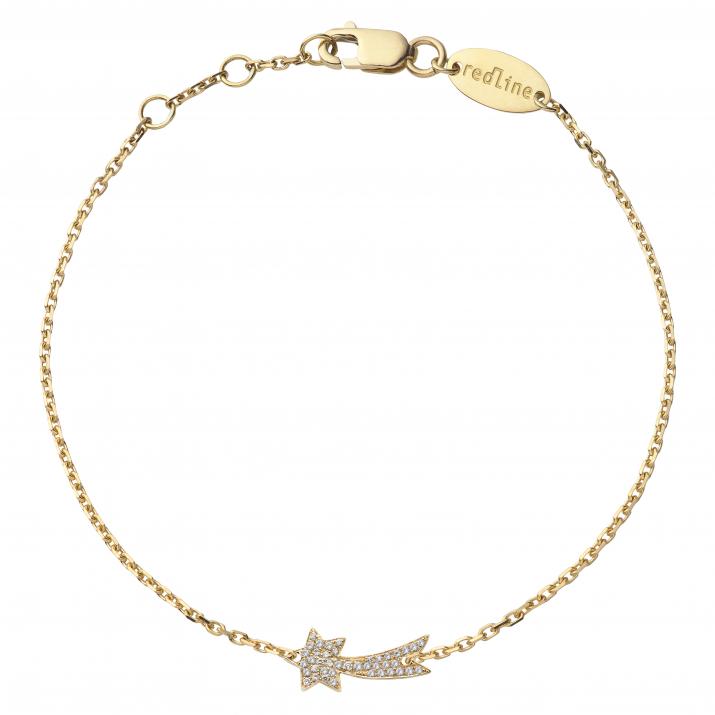 Yellow gold chain bracelet with diamond-paved shooting star - Redline - 0++