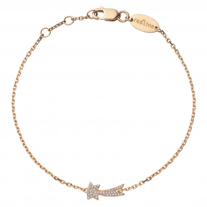 Rose gold chain bracelet with diamond-paved shooting star - Redline - 0++