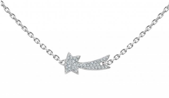 White gold chain necklace with diamond-paved shooting star - Redline