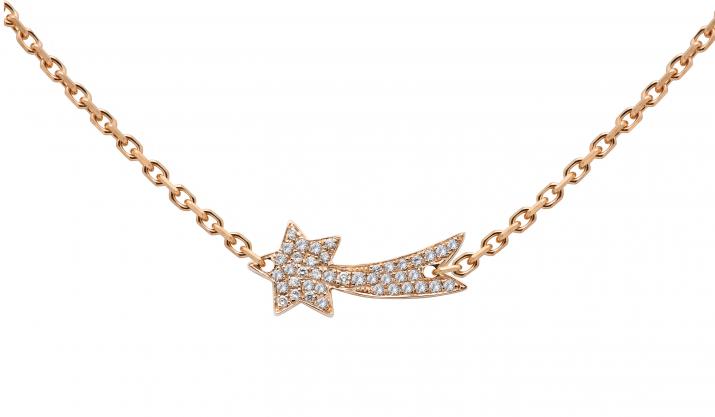 Rose gold chain necklace with diamond-paved shooting star - Redline
