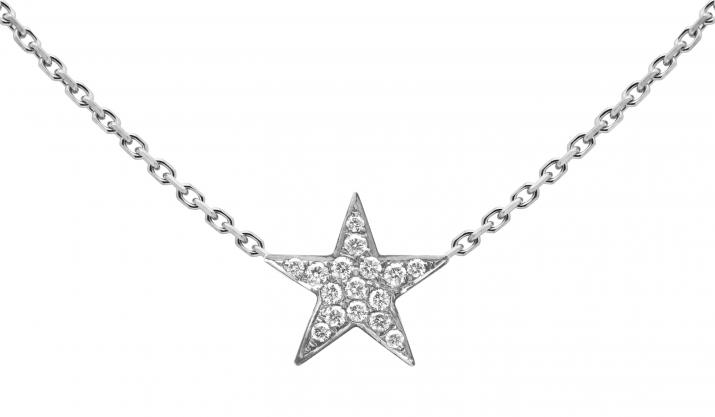 White gold chain necklace with diamond-paved star - Redline