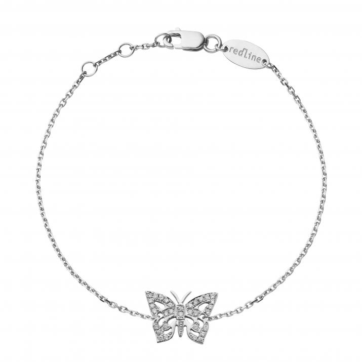 White gold chain bracelet with diamond-paved butterfly - Redline - 0++